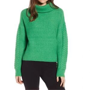 SOMETHING NAVY Turtleneck Sweater Green Women’s Size Large